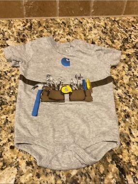 Carhartt Gray Infant Onesie with Toolbelt Graphic